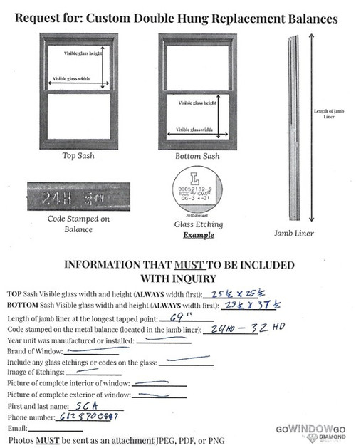 STEVENS : Custom cottage style  86F-15 white  Marvin jamb liners w/balances for compression tilt double hung 1980-1999  visible glass top sash 25.5 w x 25.5 h visible glass bottom sash 25.5 w x 37.5 h  24 HD bal top / 32 HD bal btm:  length 69''