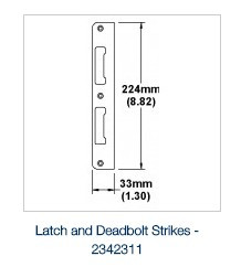 Hurd Swing door brass strike plate - full flat - Strike Latch and Deadbolt - full flat (no lip)4x33 mm 1.75" (44 mm) 12 mm