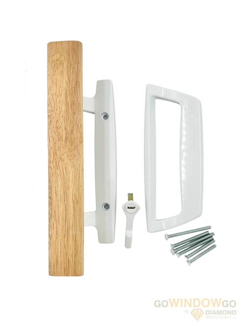 Eagle old style single point sliding door handle only. 4'' CTC (note wood handle color can vary from handle to handle)