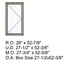  Custom Sized Lincoln 1-wide casement box size 27 1/2w  x 52 3/8 h, per specs in product description below 