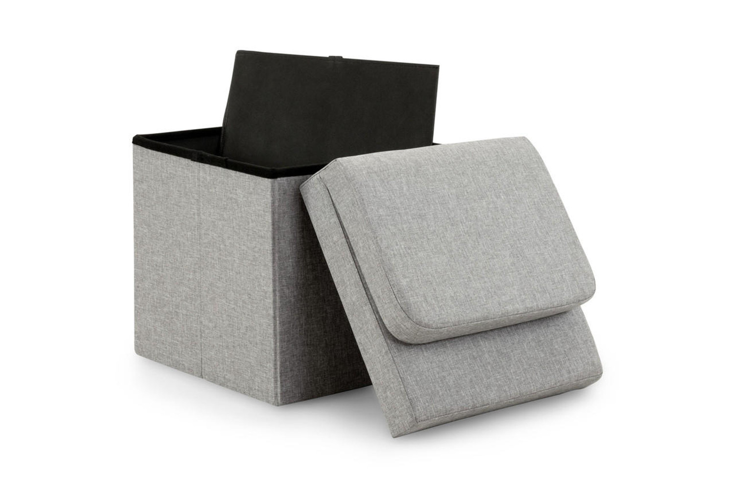 Honeypot Furniture Aiyana Foldable Storage Ottoman with Backrest Light Grey 