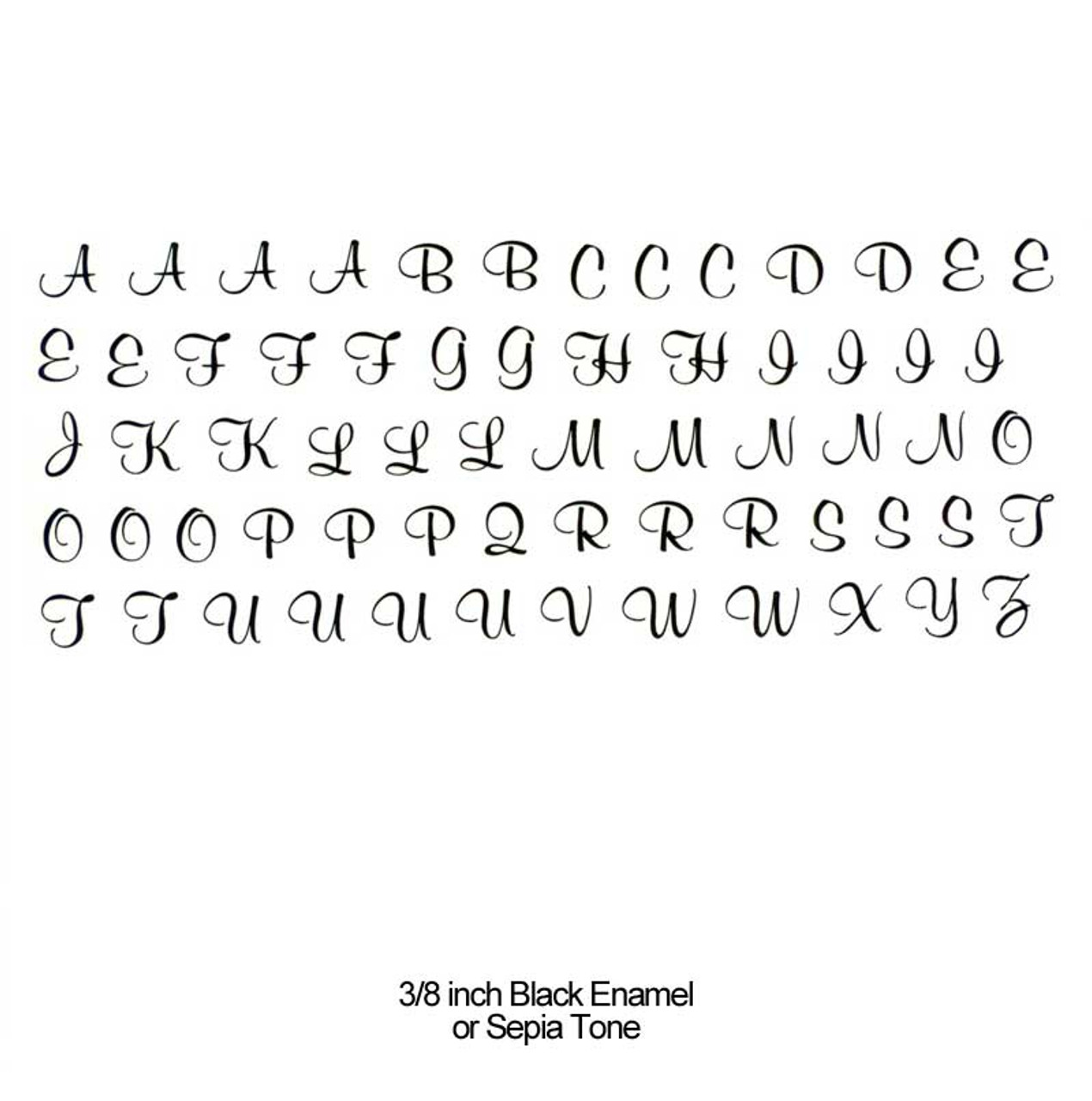 Alphabet Block 3/4 Letters Black Enamel- Sepia Tone Glass Decal