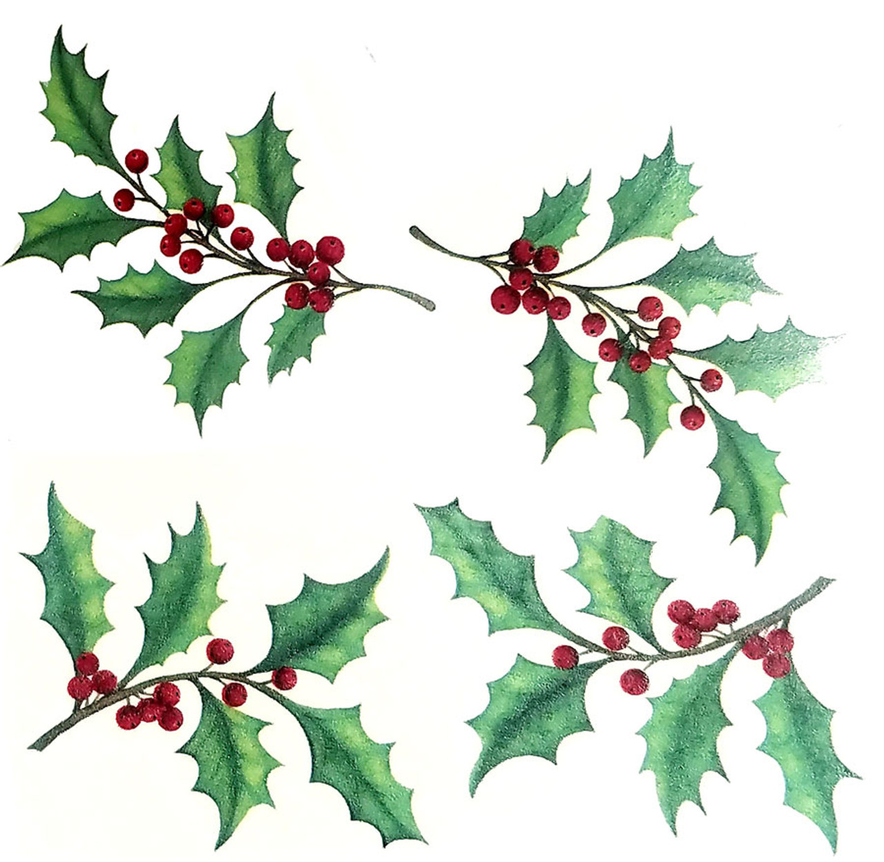 Christmas Boughs of Holly Decal Set Fused Glass or Ceramics