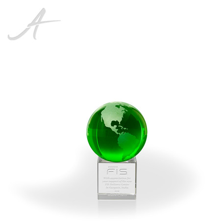 Green Frosted Crystal Globe Award