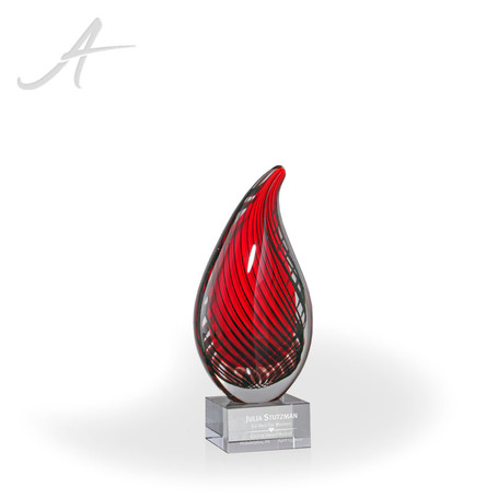 Red & Black Swirl Art Glass Award