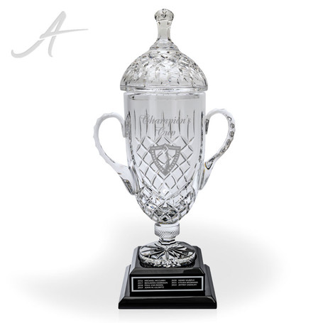Rank Crystal Handled Trophy Cup on Base