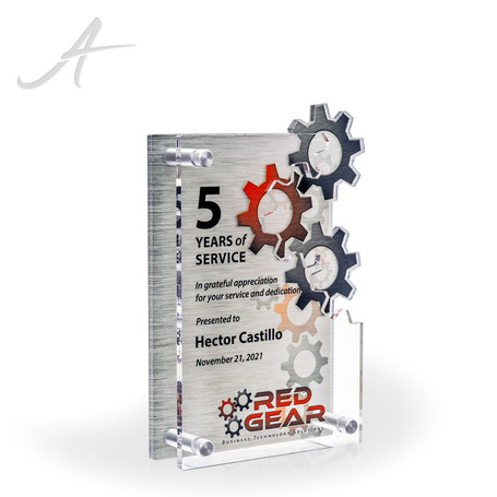 Your Brand 3D Custom Cutout Acrylic Award for Red Gear
