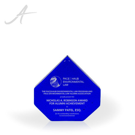 Shawfair Cobalt Pinnacle Recycled Glass Award - Front