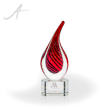 Malden Flame Art Glass Award Front