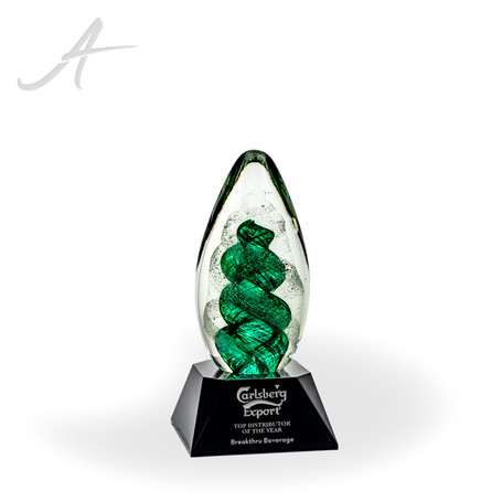 Clifton Art Glass Egg Award - Black Clipped Square