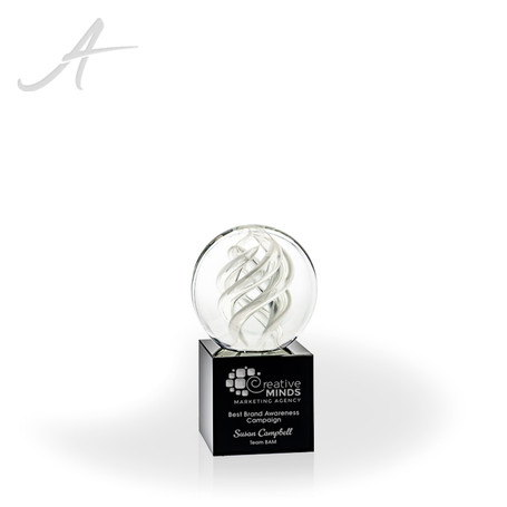 Ionia Art Glass Sphere Award - Black Base