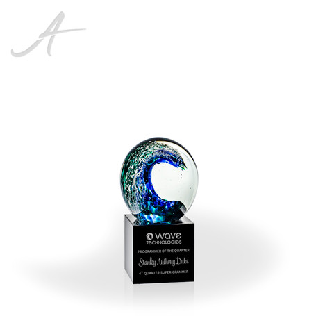 Swell Art Glass Sphere Award - Black Base