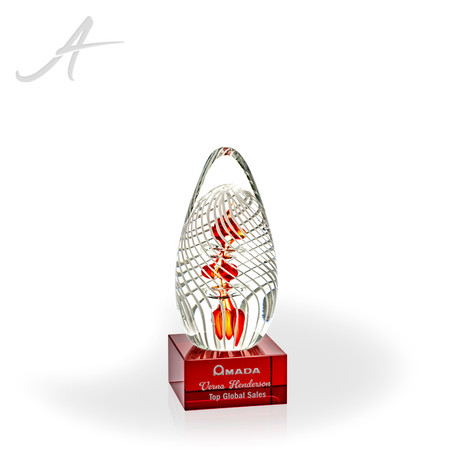 Ada Art Glass Egg Award - Red Base
