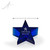 Slanted Blue Star Crystal Paperweight - with Measurement