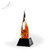 Glimmer Flame Art Glass Award - Black Pyramid Base Side