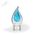 Rainey Blue Flame Art Glass Award - Clear - Front View