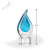Rainey Blue Flame Art Glass Award - Clear Height