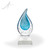 Rainey Blue Flame Art Glass Award - Clear Pyramid - Front