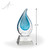 Rainey Blue Flame Art Glass Award - Clear Pyramid - Height