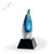 Rainey Blue Flame Art Glass Award - Black Pyramid - Side
