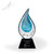 Rainey Blue Flame Art Glass Award - Black Pyramid - Front