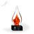 Glimmer Flame Art Glass Award - Black Oblong Base Front