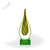 Linden Flame Art Glass Award - Green Square Base Front