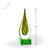 Linden Flame Art Glass Award - Green Square Base Height