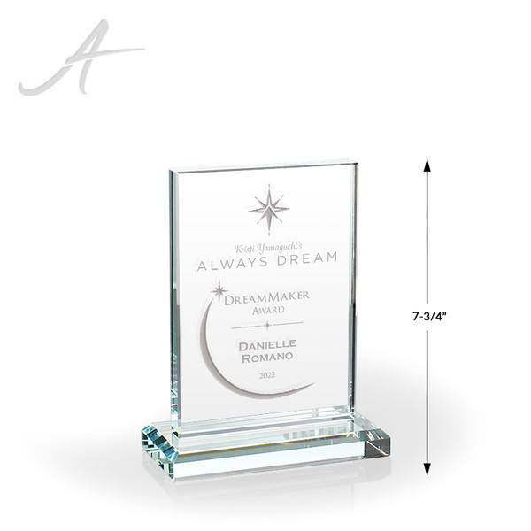 Recognition Plaques Clear Glass Horizontal Rectangle Award with Base  Appreciation