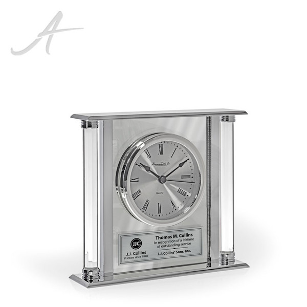 Kannada Mirrored Clock 6" Tall Corporate Recognition Gifts