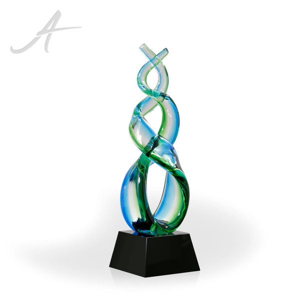 Caprice Green and Aqua Art Glass - 11.75 Tall, Art Glass Awards