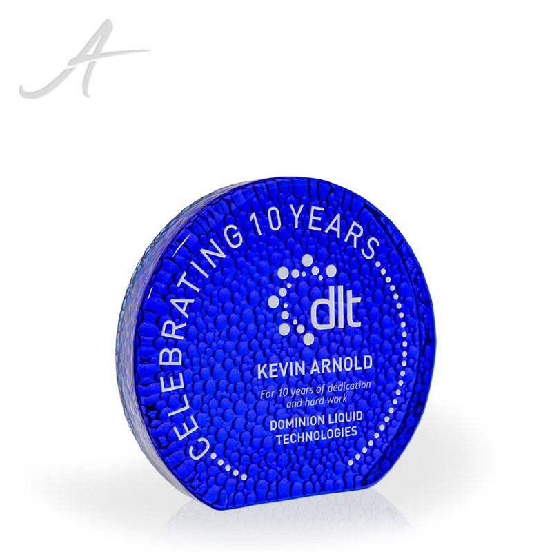 Sulu Cobalt Raindrop Recycled Glass Award Large Angle