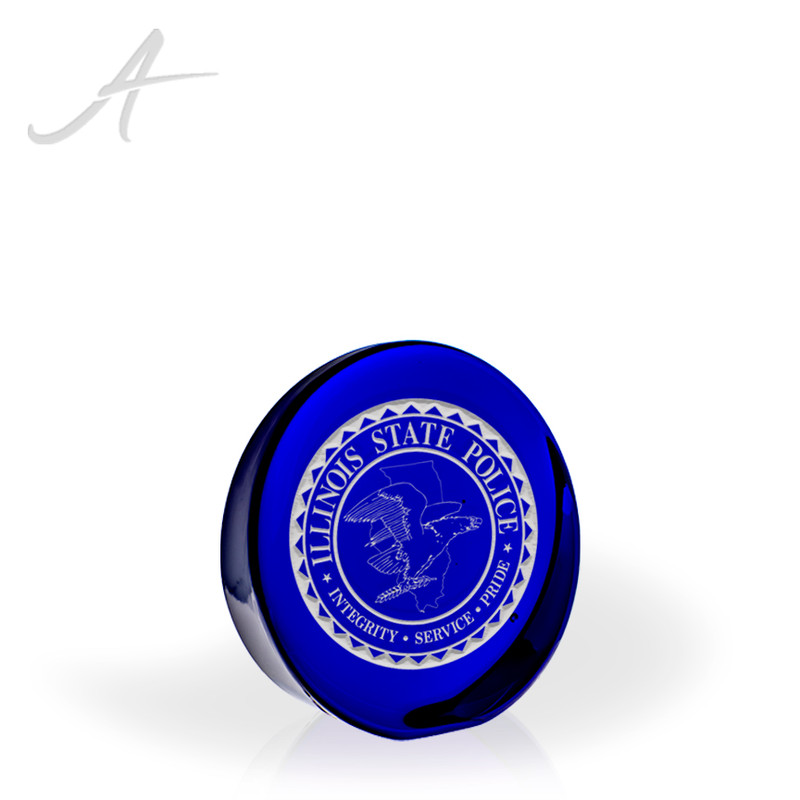 Sevan Blue Beveled Crystal Award large