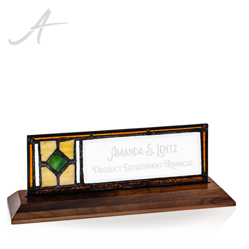 Art Nouveau Stained Glass Name Bar-Angled