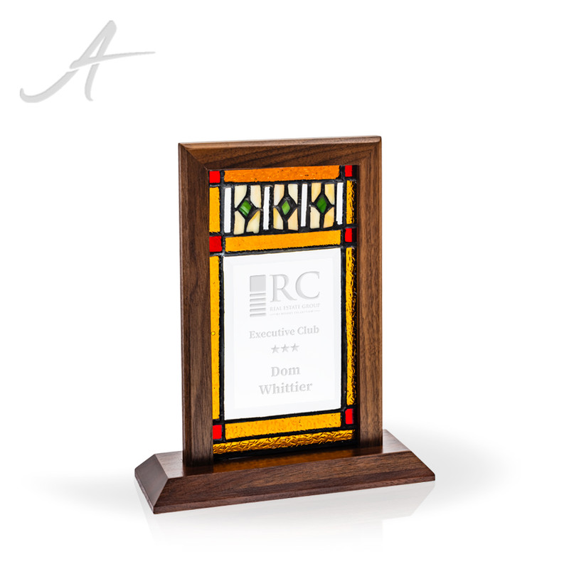 Amber Stained Glass Award  8" - Angled