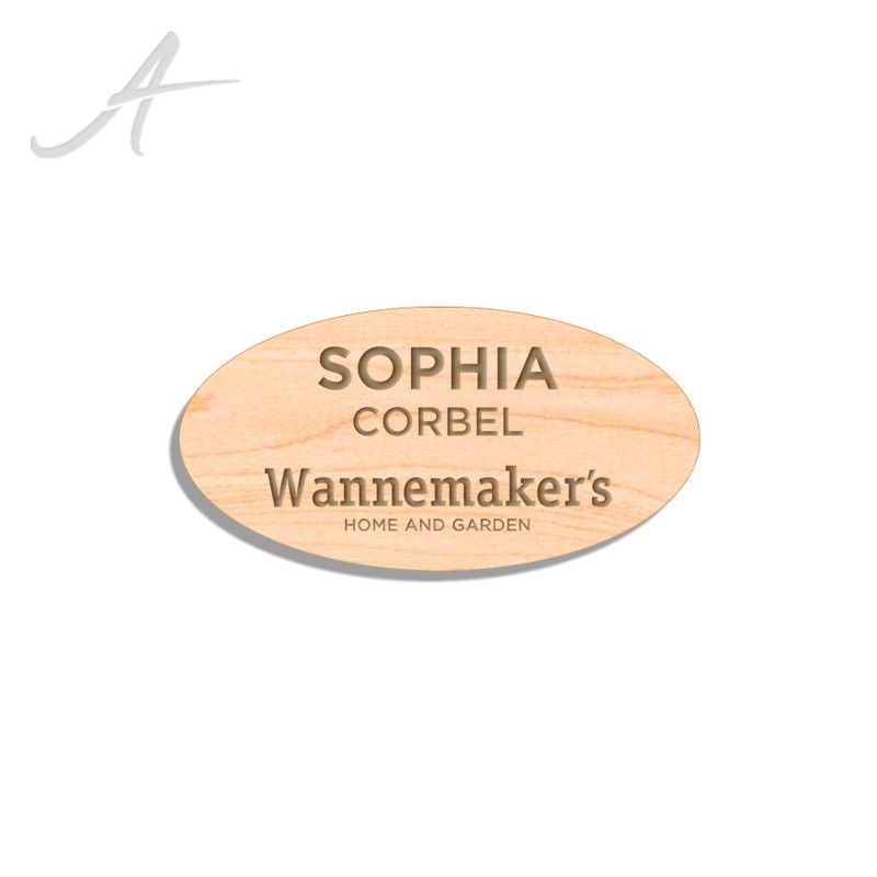 Engraved Oval Wood Name Badge