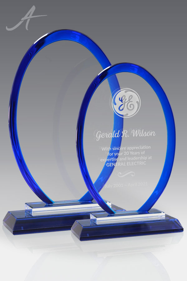 Hudson Blue Glass Oval Award Family
