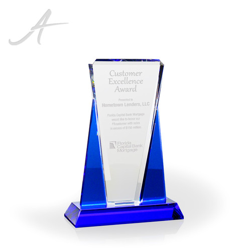 Sapphire Quest Crystal Award 10" Tall Engraved Crystal Awards Awarding You