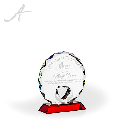 Open hands round crystal award main image 1