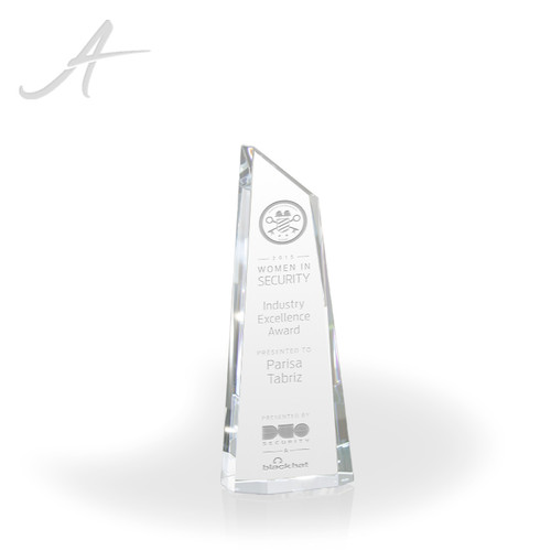 Tall slanted top crystal award