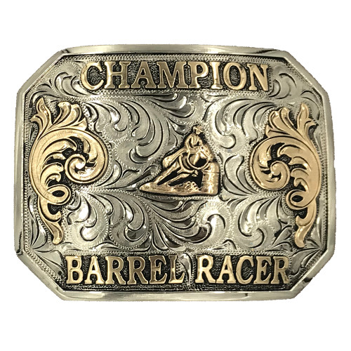 Ready to Ship Champion Barrel Racer Buckle Champion's Choice Silver