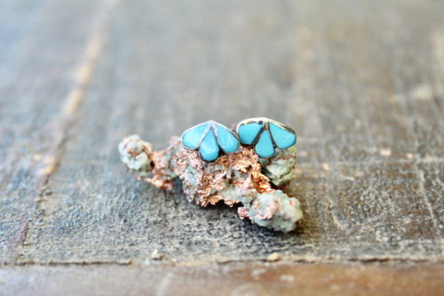 Laynall Benally Turquoise Center Sterling Studs