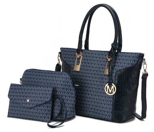 MKF Collection Shonda 3PC Tote with Cosmetic Pouch & Wristlet by Mia k