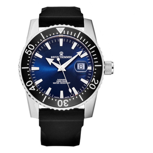 Revue Thommen 17030.2525 Men's 'Diver' Blue Dial Rubber Strap Swiss Automatic Watch