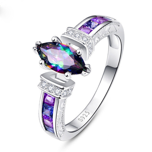 Fashion Trend Exquisite Colorful Oval Zircon Ring For Women