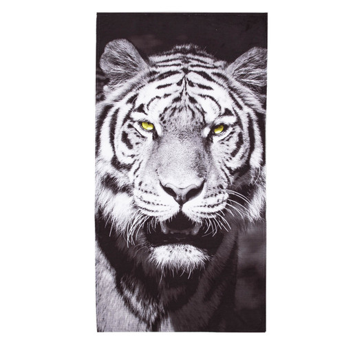 White Tiger Face Beach Towel; 30" x 60"