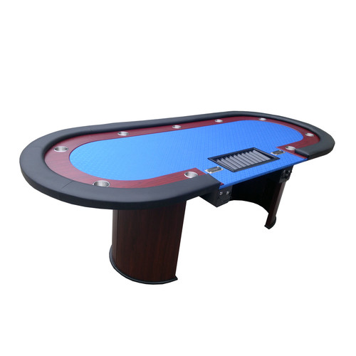 INO Design 96" Oval 9 Players Luna Blue Waterproof Felt Casino Game Texas Hold'em Poker Table