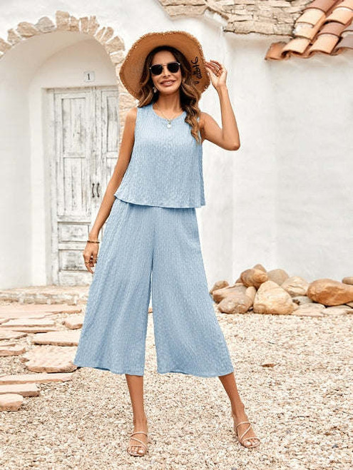 Solid Color Casual Loose Sleeveless Women's Jumpsuit