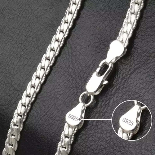 S925 Sterling Silver Gold/Silver 8/18/20/24 Inch 5MM Full Sideways Chain Necklace For Women Men Fashion Jewelry Gifts