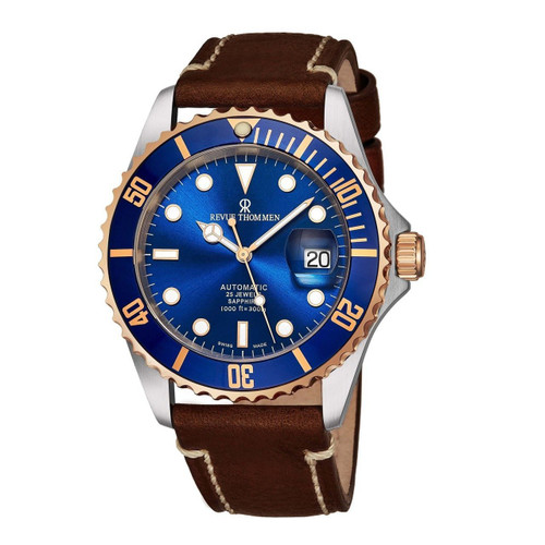 Revue Thommen 17571.2555 Diver XL Blue Dial Brown Leather Men's Automatic Watch